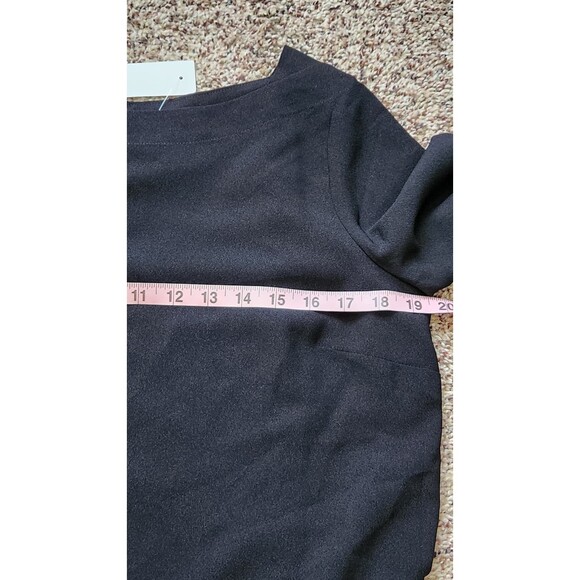 NWT Ann Taylor small  Black with Pinstriped Belted Midi Dress(belt is missing) - Picture 6 of 7